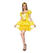 Fantasia de Princesa Adulta Vestido A Bela e A Fera Com Coroa e Luva
