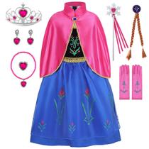 Fantasia de princesa Aoiviss Snow Queen com capa para meninas de 6 a 7 anos