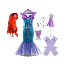 Fantasia De Princesa Ariel Da Pequena Sereia Para Meninas, Vestido De Cosplay Para Festa De Fantasia De Princesa Ariel Da Pequena Sereia Para Meninas, Vestido De Cosplay Para Festa De