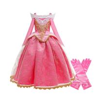 Fantasia De Princesa Aurora Bela Adormecida Para Crianças Vestido De Ombro Caído Com Renda Para