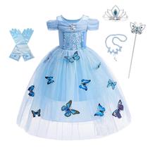 Fantasia de Princesa Daisy para Meninas - Tamanho 6X-8 - Azul - Acessórios Incluídos