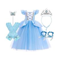 Fantasia De Princesa Elsa Anna Para Meninas, Vestido Floral De Manga Longa Para Cosplay Infantil,