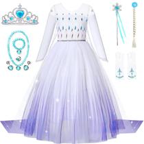 Fantasia de princesa Elsa Axwcon Girls com lantejoulas e capa Fantasia de princesa Elsa Axwcon Girls com lantejoulas e capa