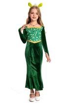 Fantasia de princesa feminina Ubaywey verde de manga comprida XL