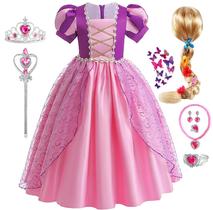 Fantasia de princesa G.C Girls Rapunzel Dress Up de 3 a 10 anos Fantasia de princesa G.C Girls Rapunzel Dress Up de 3 a 10 anos