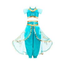 Fantasia De Princesa Jasmine Para Meninas, Vestido Da Lâmpada Mágica De Aladdin Para Halloween E