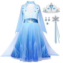 Fantasia de princesa Luzlen Girls Queen Elsa de 6 a 7 anos e acessórios