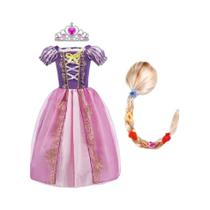 Fantasia De Princesa Rapunzel Para Meninas Com Peruca Para Festa De Verão, Aniversário, Carnaval,