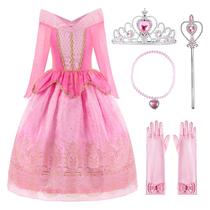 Fantasia de princesa ReliBeauty Girls 4T com acessórios rosa