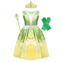Fantasia de princesa Tiana Vestido WonderBabe para meninas de 7 a 8 anos Fantasia de princesa Tiana Vestido WonderBabe para meninas de 7 a 8 anos