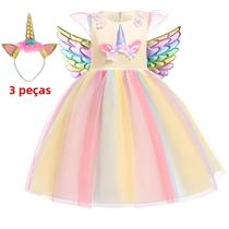 Fantasia De Princesa Unicórnio Arco-Íris Para Meninas, Vestido De Tule Para Festa De Aniversário E