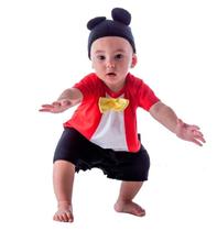 Fantasia de Ratinho Mickey Bebê Macacão Curto Com Orelhas