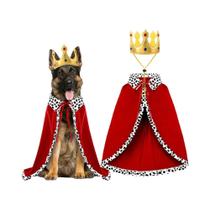 Fantasia De Rei De Halloween Para Cães Grandes, Capa Ajustável Com Coroa Para Cães E Gatos, Fantasia De Rei De Halloween Para Cães Grandes, Capa Ajustável Com Coroa Para Cães E Gatos,