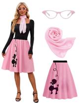 Fantasia de saia Poodle APRROOT Plus Size para mulheres dos anos 50 rosa