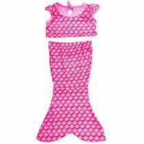 Fantasia de Sereia Bebê Ariel Cauda com Cropped Rosa Fantasia de Sereia Bebê Ariel Cauda com Cropped Rosa