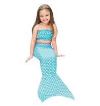 Fantasia de Sereia Infantil Com Cauda e Top Azul Piscina de Carnaval Fantasia de Sereia Infantil Com Cauda e Top Azul Piscina de Carnaval