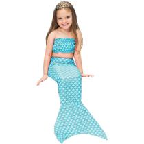 Fantasia de Sereia Infantil Com Cauda e Top Azul Piscina de Carnaval Fantasia de Sereia Infantil Com Cauda e Top Azul Piscina de Carnaval