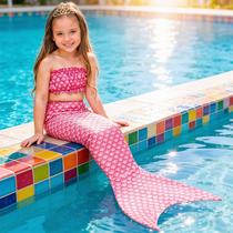 Fantasia de Sereia Infantil Rosa de Carnaval Com Cauda e Top Fantasia de Sereia Infantil Rosa de Carnaval Com Cauda e Top