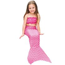 Fantasia de Sereia Infantil Rosa de Carnaval Com Cauda e Top Fantasia de Sereia Infantil Rosa de Carnaval Com Cauda e Top