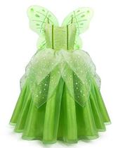 Fantasia de sininho para meninas vestido de festa fantasia fada princesa Halloween com asas de borboleta