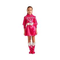 Fantasia De Super-Heroína Rosa Choque Para Meninas Com Capa, Botas E Cinto Para Festa De Halloween E Fantasia De Super-Heroína Rosa Choque Para Meninas Com Capa, Botas E Cinto Para Festa De Halloween E