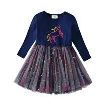 Fantasia De Unicórnio Para Meninas, Vestido Casual De Manga Longa Com Estrelas Brilhantes, Vestido