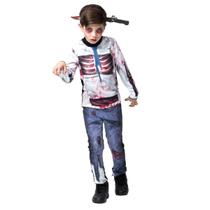 Fantasia de Zumbi Infantil Luxo C/ Tiara Faca Walking Dead Morto Vivo Cosplay Festas Halloween