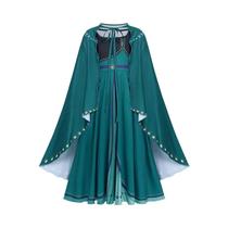 Fantasia Deluxe De Coroação Da Rainha Anna De Frozen Verde Para Meninas Com Capa Para Festa De