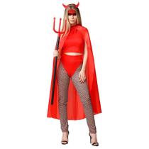 Fantasia Diabinha Adulta de Halloween C/ Capa e Tiara