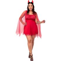 Fantasia Diabinha Adulto Com Chifre Vestido Diaba Capetinha Cosplay Halloween Festa Dia das Bruxas Noite do Terror Zumbi Fantasia Diabinha Adulto Com Chifre Vestido Diaba Capetinha Cosplay Halloween Festa Dia das Bruxas Noite do Terror Zumbi