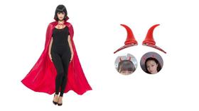 Fantasia diabinha diabo capa e chifre adulto halloween