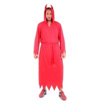 Fantasia Diabo Masculina Manto Vermelho de Halloween