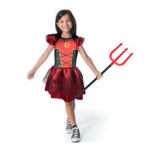 Fantasia Diabo Menina Halloween c/ Tridente de Capeta Fantasia Diabo Menina Halloween c/ Tridente de Capeta