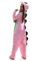 Fantasia Dinossauro Rosa Feminino Kigurumi Adulto com Capuz Fantasia Dinossauro Rosa Feminino Kigurumi Adulto com Capuz