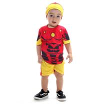 Fantasia do Homem de Ferro Bebê 1 e 2 anos com Touca Roupa Homem de Ferro Baby Licenciado Sulamericana 915763