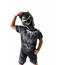 Fantasia Do Pantera Negra Curta Com Enchimento E Mascara