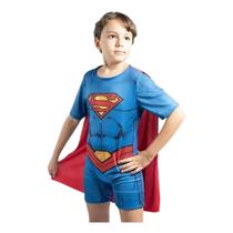 Fantasia do Super Homem Infantil Curta Azul com Capa Roupa Superman Super Magia 102SM