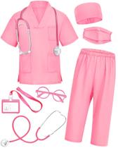 Fantasia Doctor Scrubs ICECUTE para crianças de 3 a 11 anos com acessórios