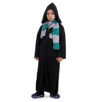 Fantasia Draco Malfoy Infantil Sonserina com Capuz e Cachecol