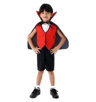 Fantasia Drácula Infantil Com Capa de Halloween