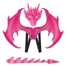 Fantasia Dress Up Dragon Wings com cauda e máscara para crianças, rosa Fantasia Dress Up Dragon Wings com cauda e máscara para crianças, rosa