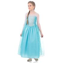 Fantasia Elsa Frozen Vestido Infantil Luxo Longo