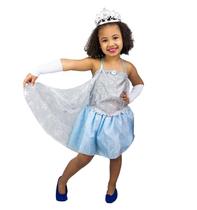 Fantasia Elsa Infantil Vestido Frozen Verão com Capa