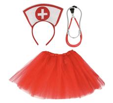 Fantasia Enfermeira Kit Médica Carnaval Profissão Doutora Halloween Fantasia Enfermeira Kit Médica Carnaval Profissão Doutora Halloween