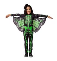 Fantasia Esqueletinha Verde Neon Infantil de Halloween C/Asa Fantasia Esqueletinha Verde Neon Infantil de Halloween C/Asa