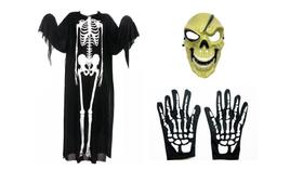 Fantasia Esqueleto Caveira Infantil 3 Peças Halloween