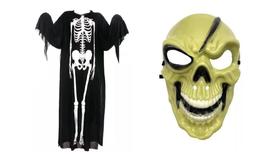 Fantasia Esqueleto Caveira Infantil Com Mascara Halloween