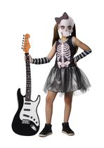 Fantasia esqueleto caveira menina rock bruxinha halloween