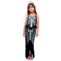 Fantasia Esqueleto de Sereia Infantil de Halloween c/ Tiara Fantasia Esqueleto de Sereia Infantil de Halloween c/ Tiara
