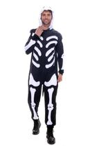 Fantasia Esqueleto Dinossauro Kigurumi Adulto com Capuz - Halloween